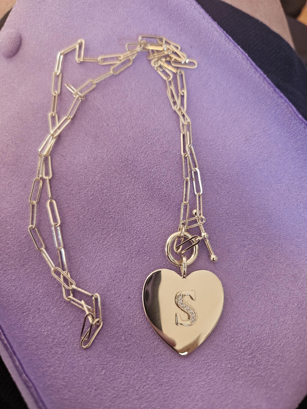 Melinda Maria Gold Love Letters  Heart Pendant Necklace with 'S' Initial